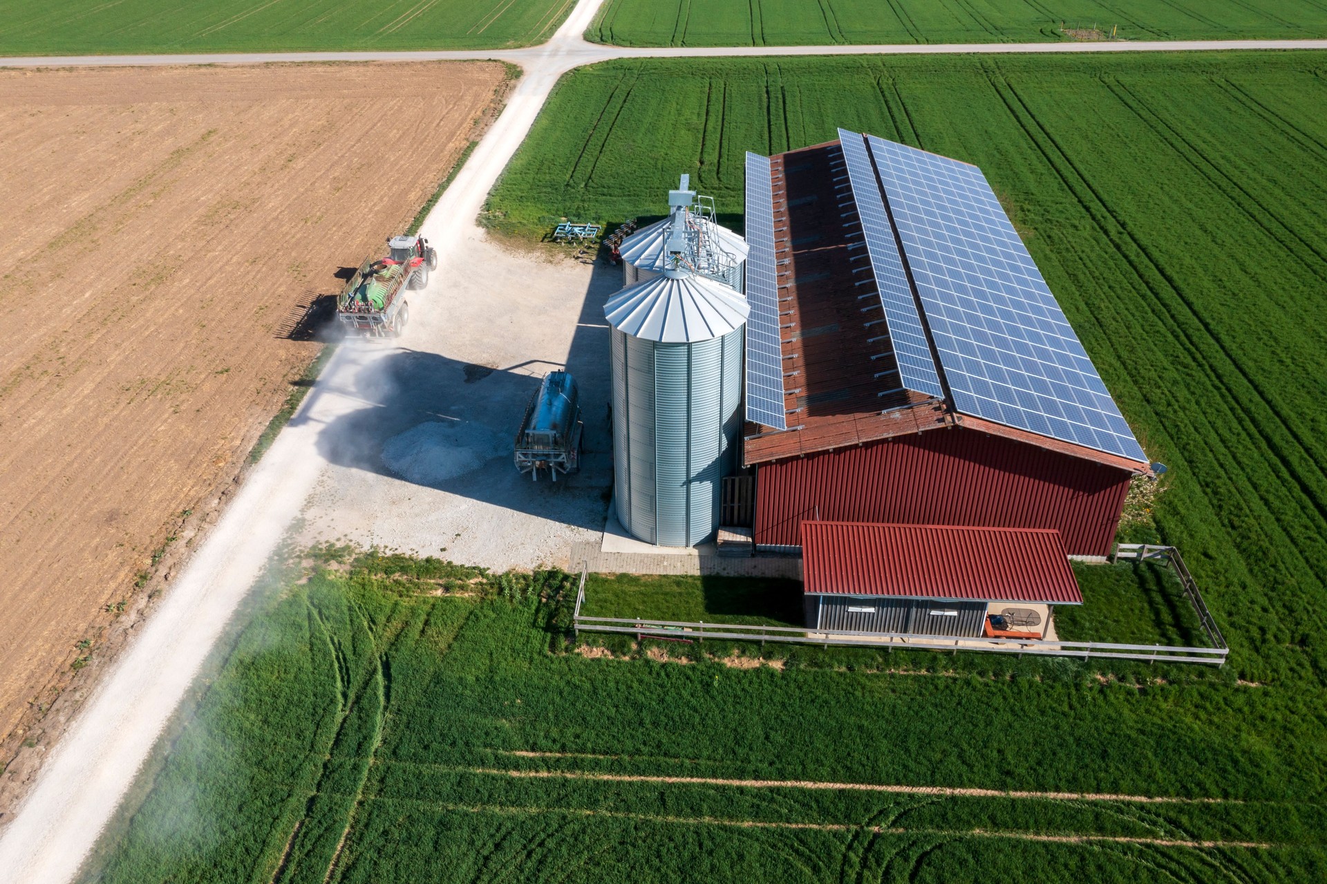 Agricultural building with solar panels